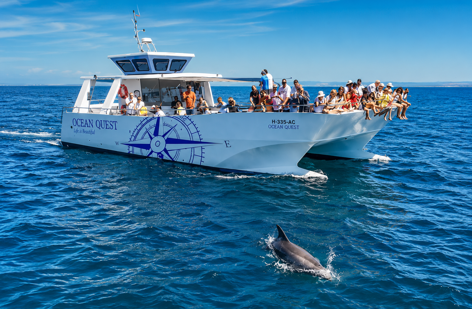 Speedboat tour from Vilamoura combining Benagil caves and dolphin watching