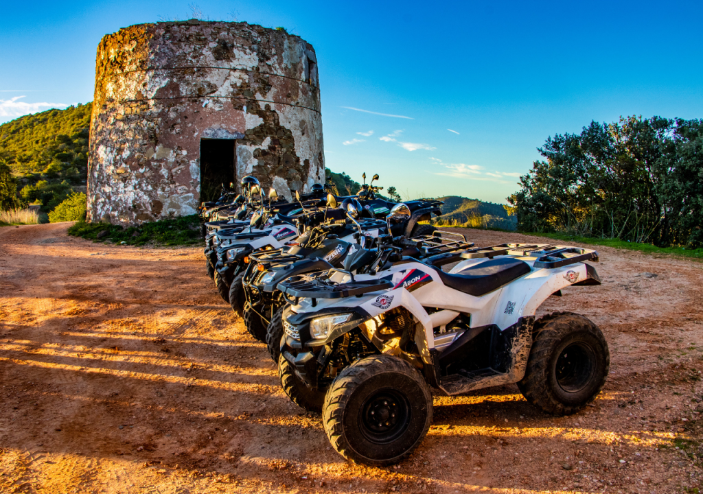 Quads during an off-road tour through the Algarve countryside near Albufeira