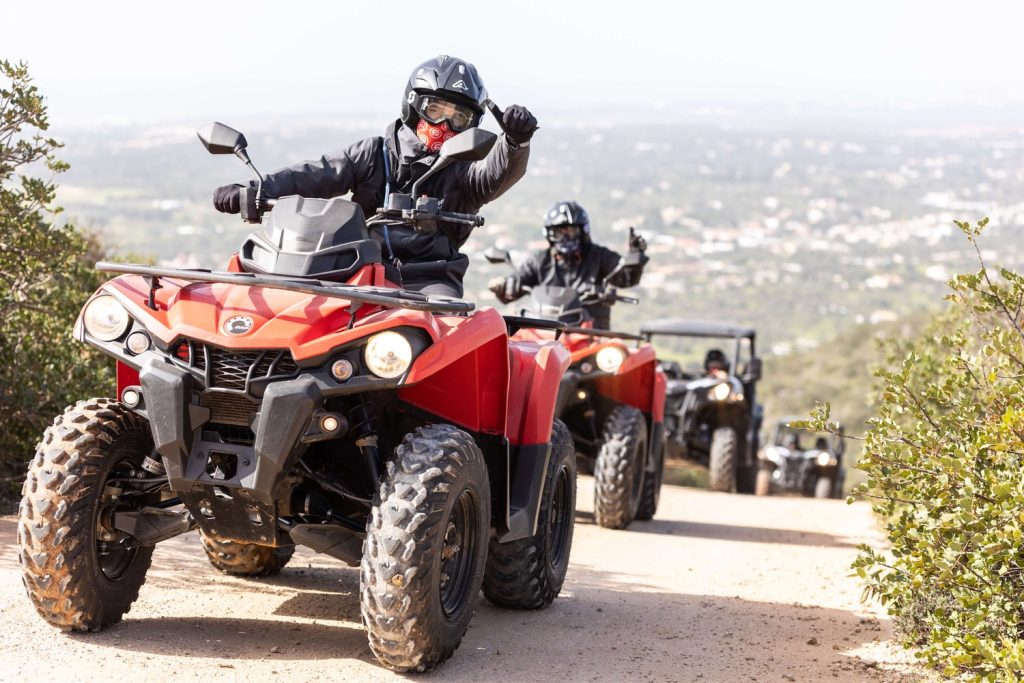 Quad riders on an off-road trail near Almancil in the Algarve countryside