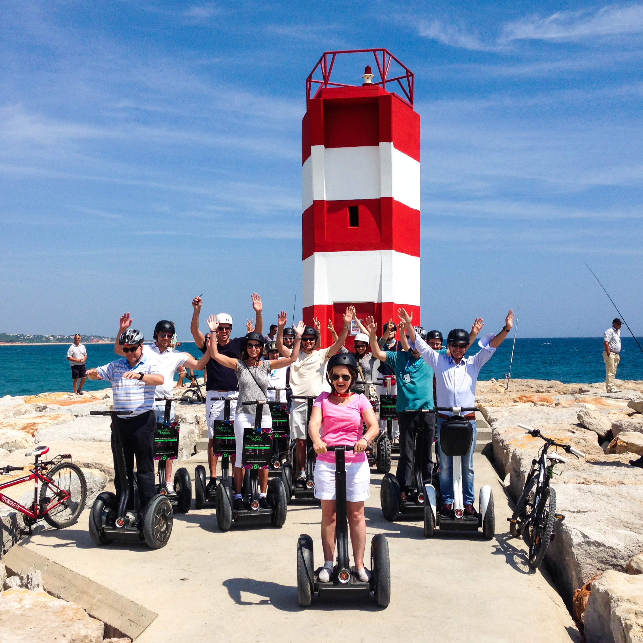 Group on a Segway tour by the lighthouse near Vilamoura and Quarteira